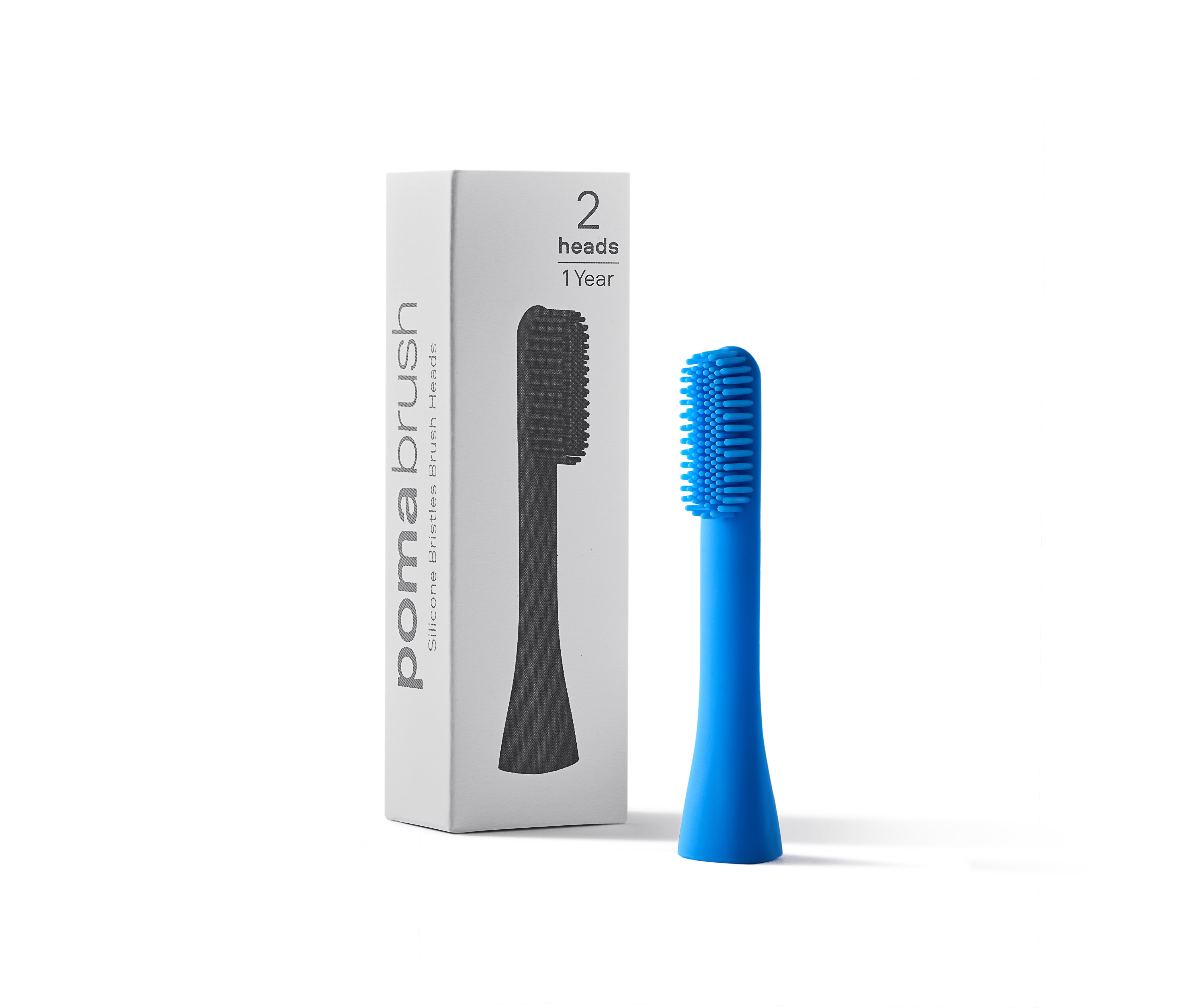 Pomabrush Model 1.0 - Pure Silicone Brush Heads - Santorini Blue (Pack of 2)