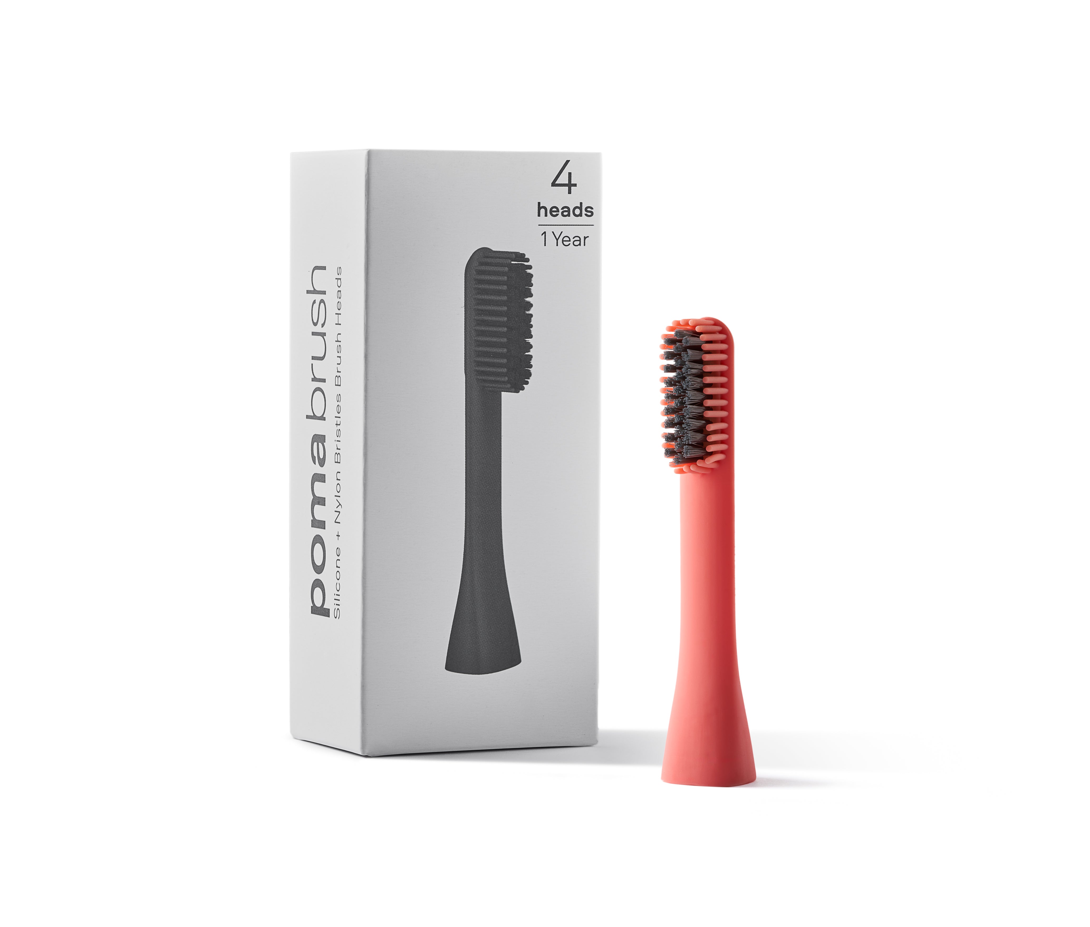 Pomabrush Model 1.0 - Nylon-Silicone Brush Heads - Ocean Coral (Pack of 4)