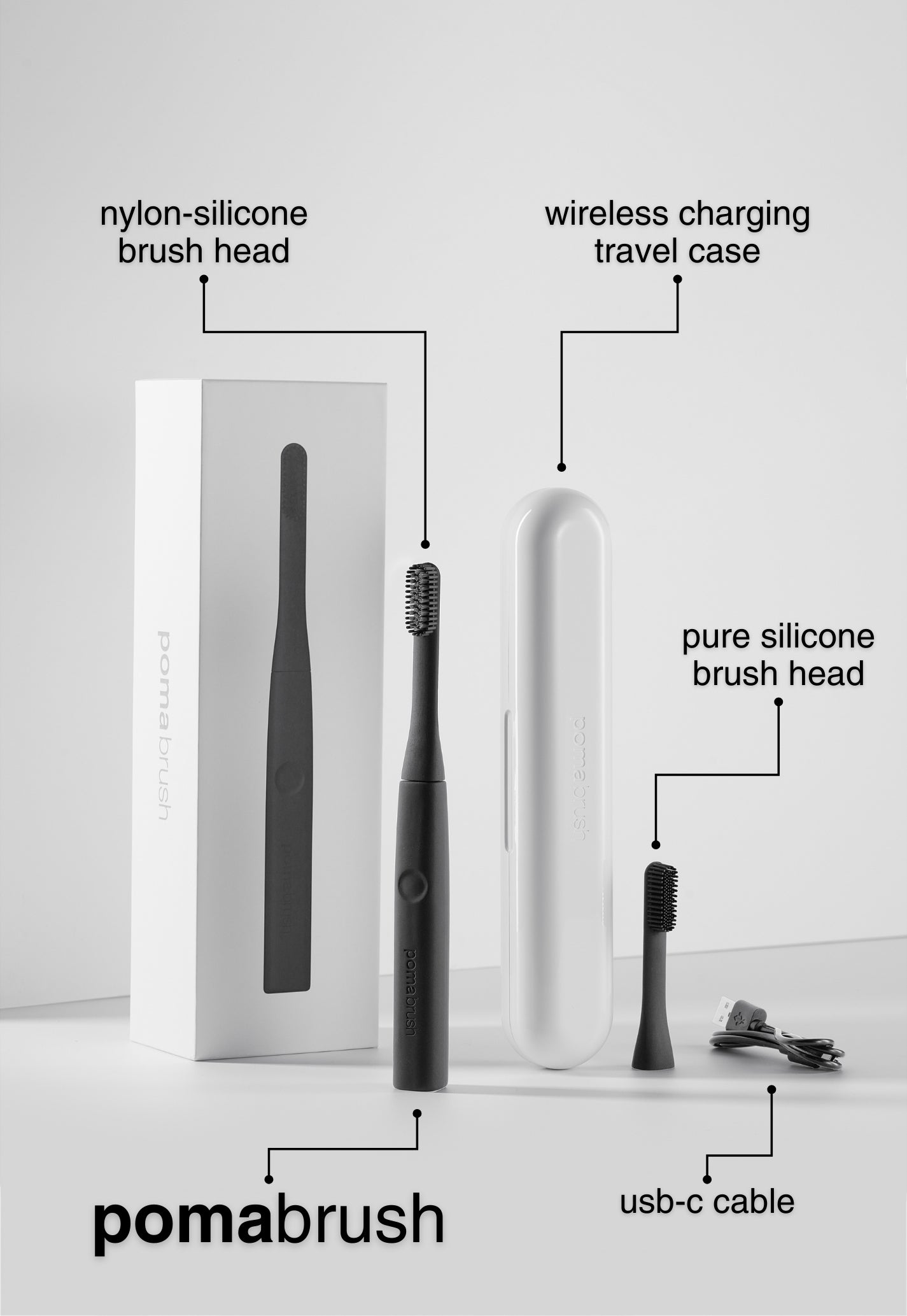 Pomabrush Model 1.0 - Sonic Toothbrush Set - Black & White