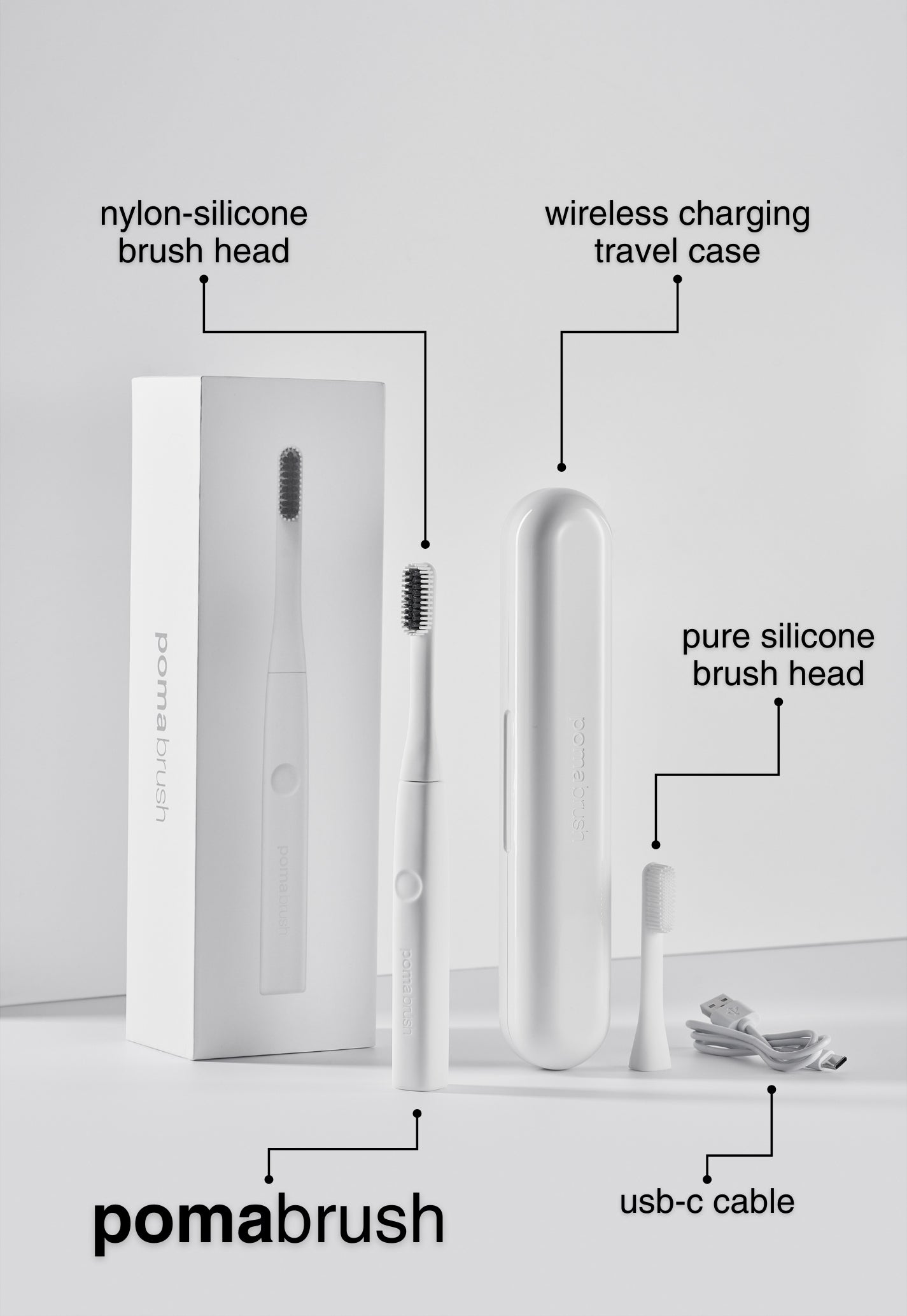 Pomabrush Model 1.0 - Sonic Toothbrush Set - White